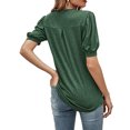 thumbnail image 4 of Women Casual V Neck Loose Puff Short-Sleeve T-Shirts Blackish Green XXL, 4 of 5