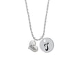 thumbnail image 2 of Delight Jewelry Silvertone Small ''Sister'' Heart with Clear Crystal Silvertone Script Initial Disc - T - Charm Necklace, 20"+3", 2 of 4