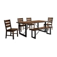 thumbnail image 2 of Furniture of America Jared 6 Piece Rustic Dining Table Set, Walnut Finish, 2 of 12