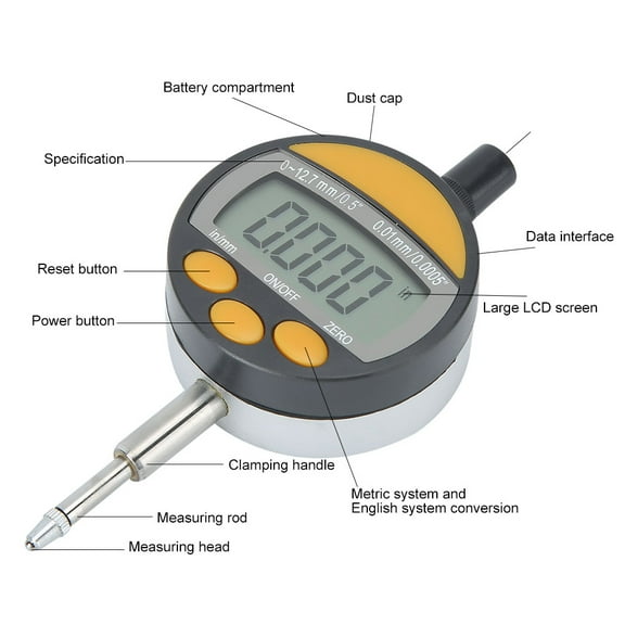 0-12.7mm Digital Dial Indicator 0.01mm Accuracy With LCD Screen & Computer Interface