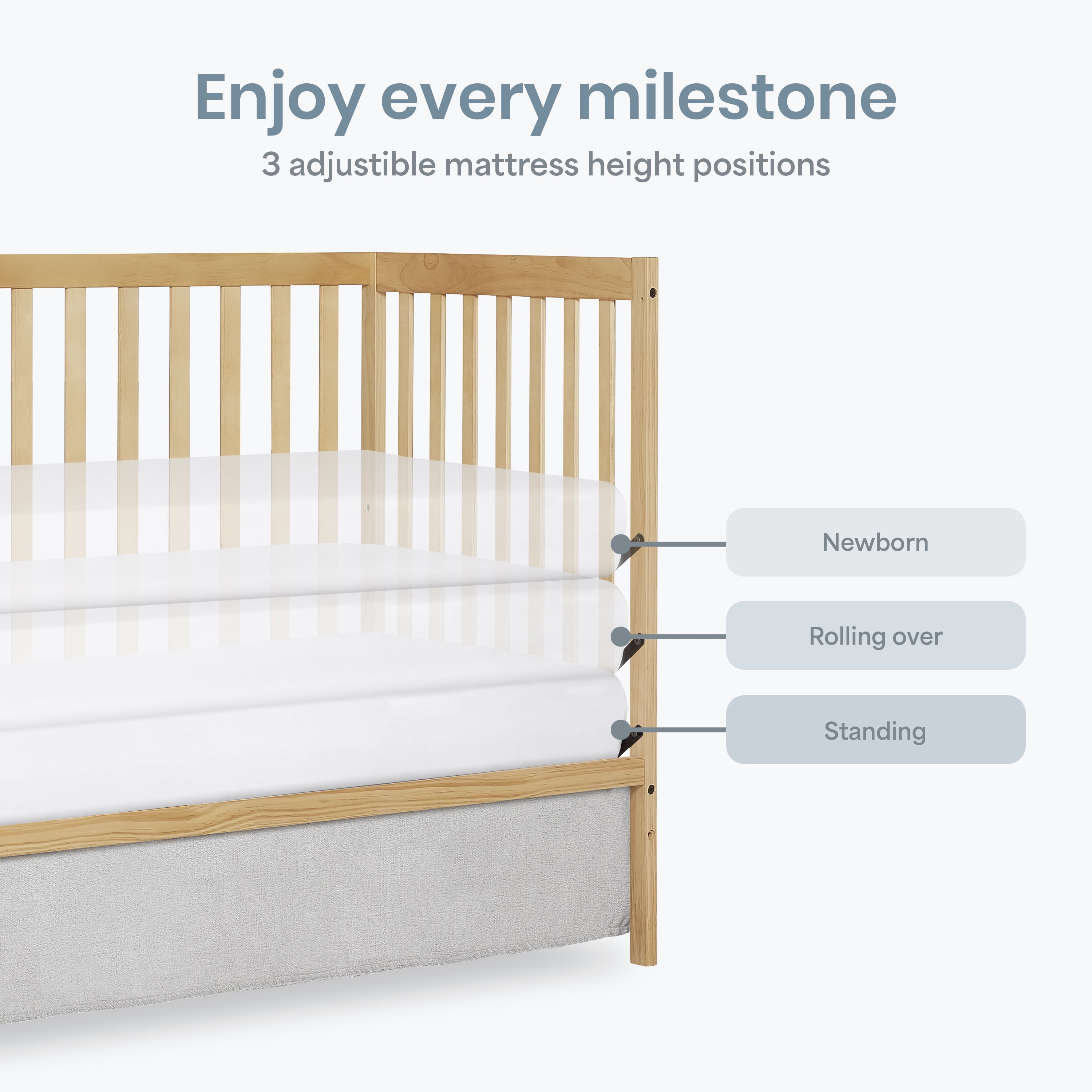 Dream On Me Synergy 5 in 1 Convertible Crib in Barnwood Natural, Greenguard Gold Certified