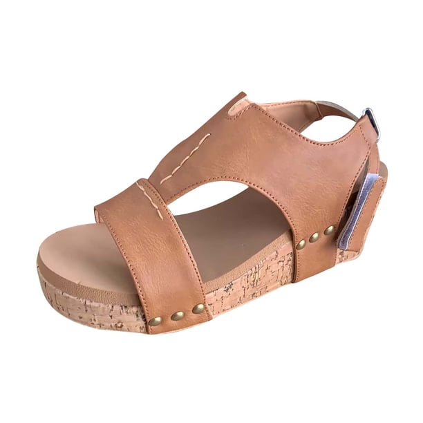Amzcrzy Zapatos de mujer,Zapatos de mujer,Zapatillas de mujer, Sandalias casuales sin cordones para mujer, con cuñas de imitación de madera. Sandalias Mujer Zapatillas De Casa