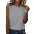 thumbnail image 5 of Uootdi Womens Tank Tops Denim Patchwork Print Crew Neck Sleeveless Curved Hem Loose Fit Breathable Tops Casual Cami Tees Daily Street Style Wear Gift, 5 of 9