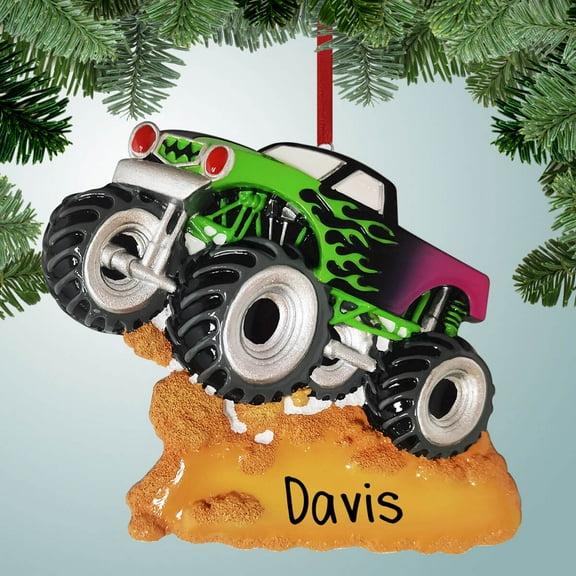 Monster Truck in Mud Christmas Ornament - Rally - Kids Playtime - Racing
