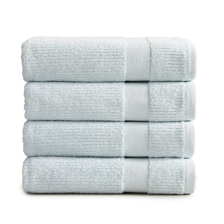 Market & Place Turkish Cotton Luxury 6-Piece Bath Towel Set White/Blue