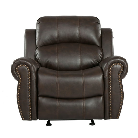 Noble House Mitchell Dark Brown Faux Leather Gliding Recliner