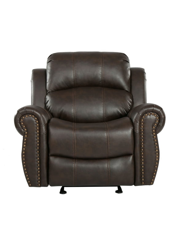 Noble House Mitchell Dark Brown Faux Leather Gliding Recliner