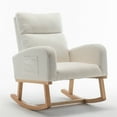 thumbnail image 5 of Modern Accent Rocking Chair, Upholstered Rocking Sofa Chair with Plywood Frame and High Back, Teddy Material Comfort Arm Rocker Lounge Armchair with Side Pocket for Leisure and Reading, Beige, 5 of 7