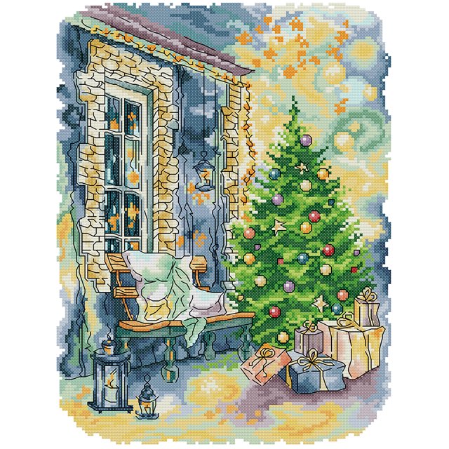 Hilo de bordar Kit de punto de cruz de árbol de Navidad impreso 14CT parcial (FA328) Hugtrwg Para estrenar