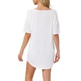 thumbnail image 3 of INSPIRE CHIC Women's T-shirt Nightgown V Neck Sleepshirts Comfy Oversized Nightshirt 2XL White, 3 of 6