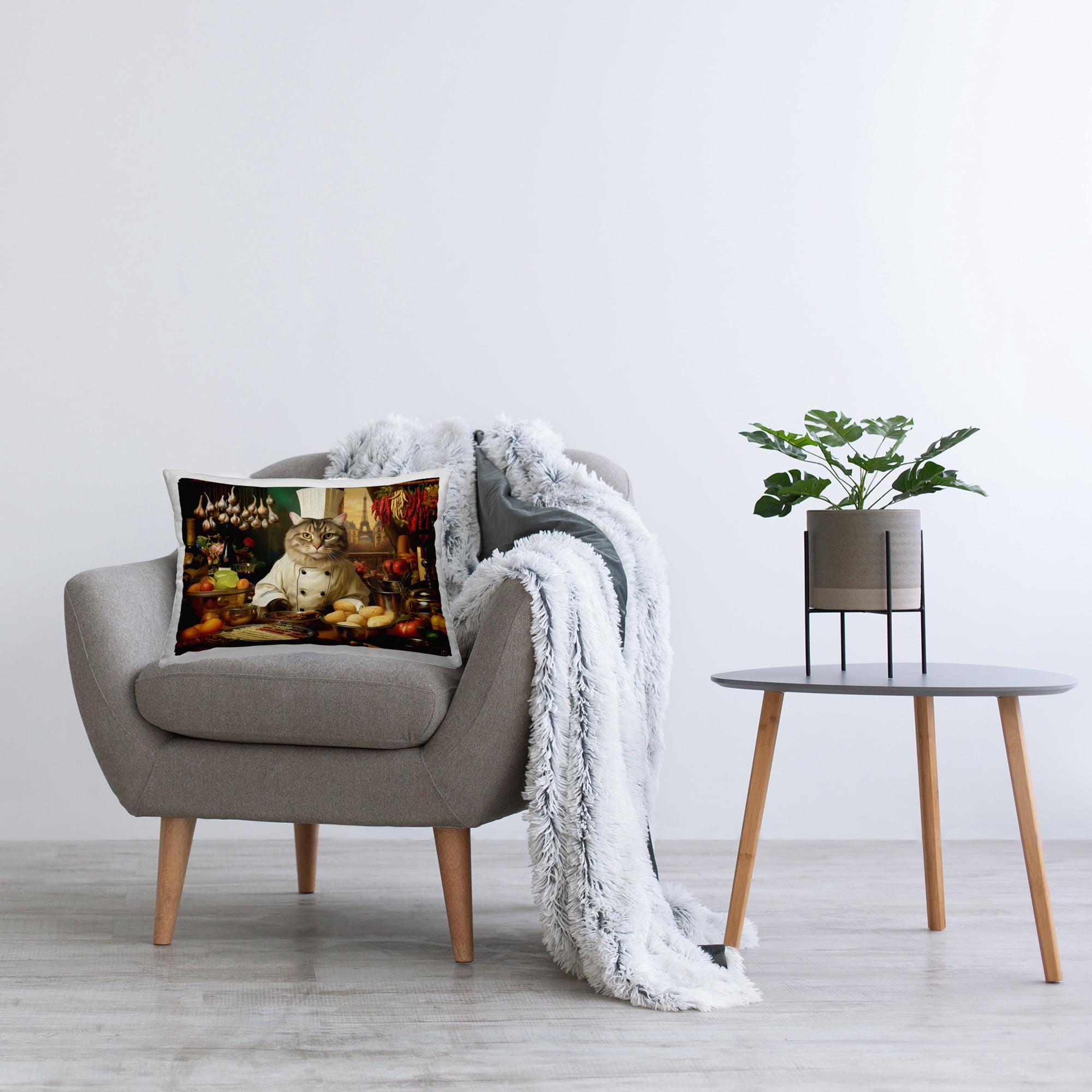 Stupell Industries Chef Cat in Kitchen Decorative Printed Throw Pillow Design by Michael David Ward