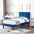 thumbnail image 2 of VECELO Twin/Full/Queen Upholstered Bed Frame with Adjustable Headboard, No Box Spring Needed/Easy Assembly, Dark Blue, 2 of 7