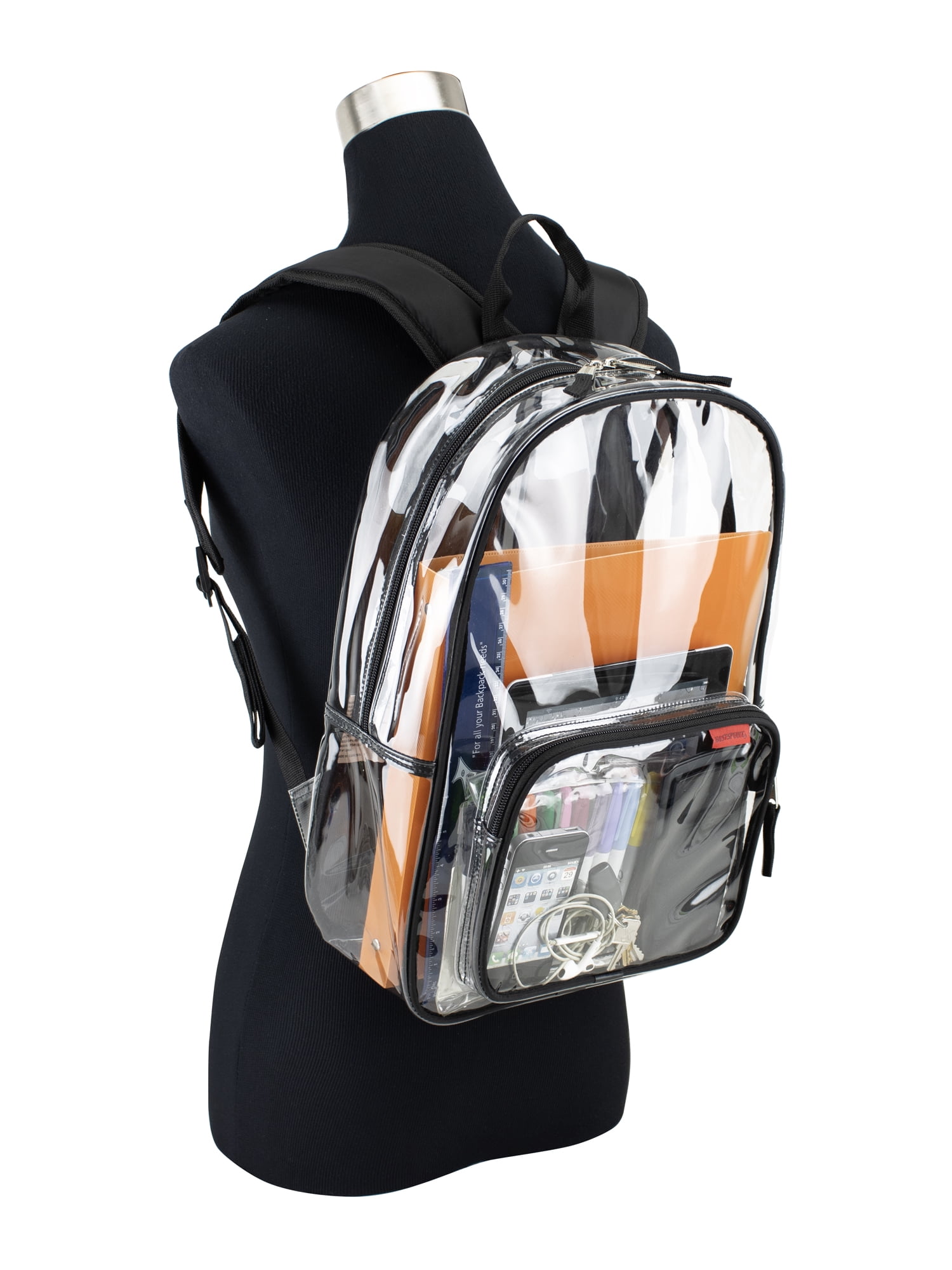Eastsport Unisex 16" Success Clear Backpack, Black