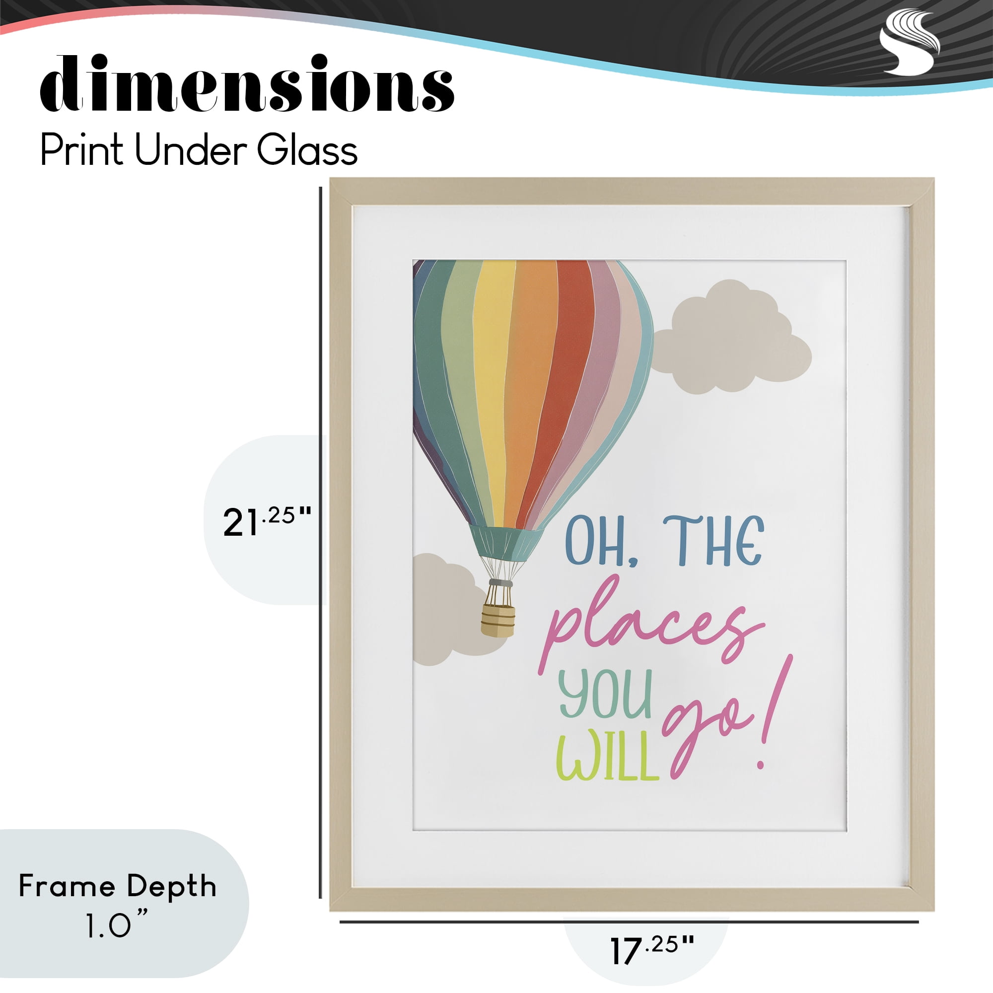 Stupell Industries The Places You Will Go Birch Framed Print Under Glass, design by Christine Simpson Art