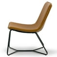 thumbnail image 2 of Anwar Light Brown Faux Leather Wide Seating Accent Chair with Metal Legs, 2 of 5