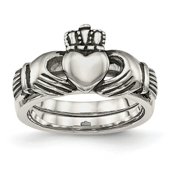 Chisel Stainless Steel Love Loyalty Friendship Claddagh Double Hinged Ring