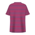 thumbnail image 5 of Women's Plus Size Cross V Neck Short Sleeve Shirts Summer Trendy Loose Fit Tunic Tops Dressy Casual Striped Print Blouse, 5 of 6