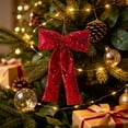 thumbnail image 4 of EWASWON Christmas Bows for Tree, Red Velvet Sequin Christmas Tree Topper Bow Ornament, 11 Inch Pre-Tied Oversized Holiday Decoration for Wreath, Garland, Front Door, 4 of 6