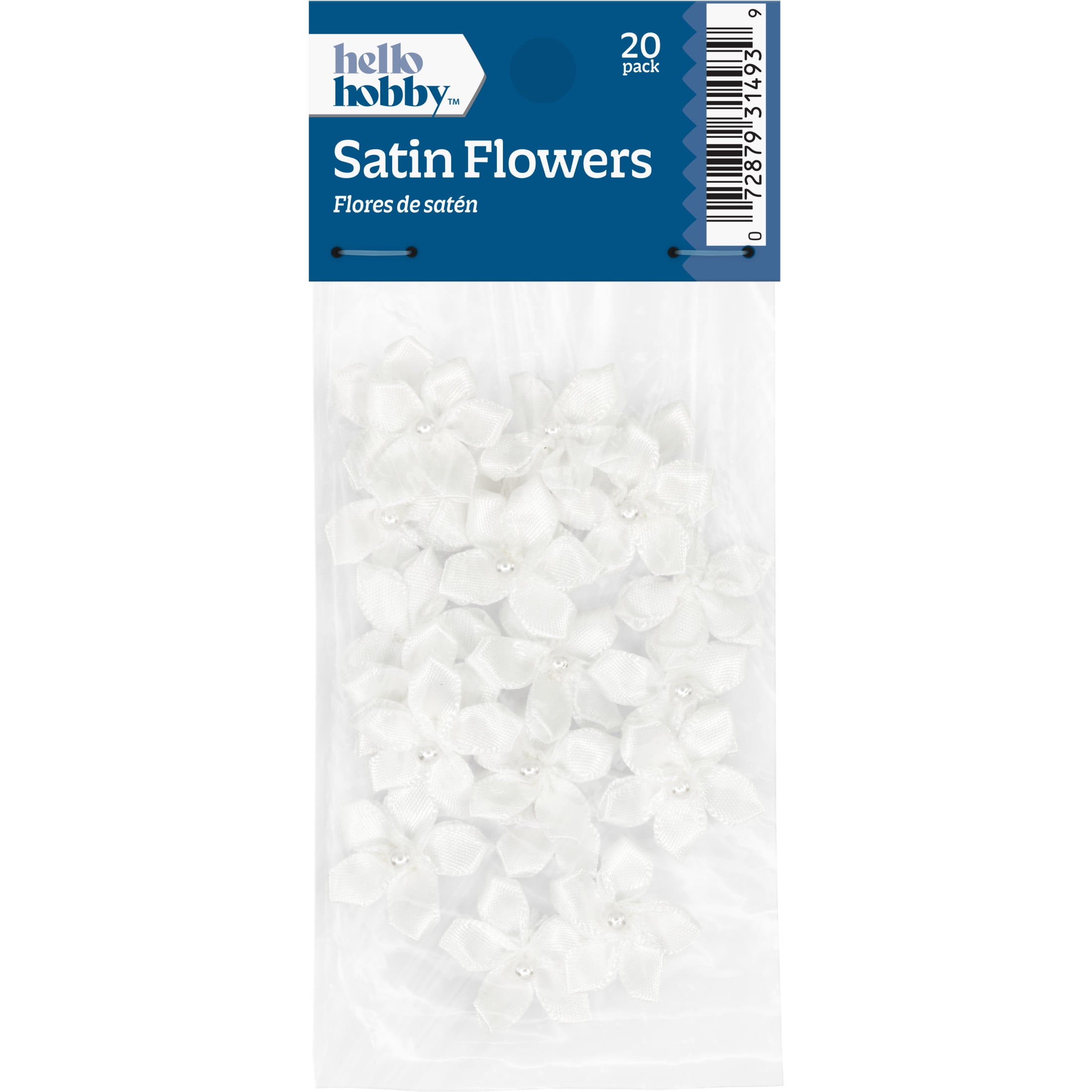 Hello Hobby Accessory 5 Petal Flowers, White, 20 piece