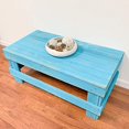 thumbnail image 2 of Natural Reclaimed Barnwood Rustic Farmhouse Coffee Table, USA Handmade Country Living Decor (Distressed Turquoise), 2 of 5