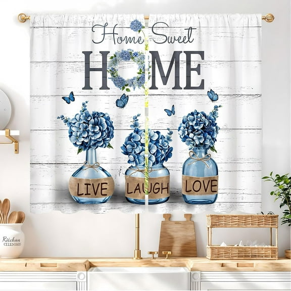 2 Panels Rusitc Farmhouse Kitchen Curtains 28"x40" Rod Pocket Country Retro Wood Vintage Small Short Cafe Curtain Inspirational Window Drapes Treatment Bathroom Home Decor
