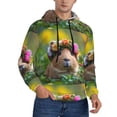 thumbnail image 2 of Sikiie Flower Crown Guinea Pig Men's Hoodie, Essentials Hoodie, Sweatshirt, Pullover Hooded Sweatshirt for Men-3X-Large, 2 of 7