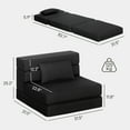 thumbnail image 2 of YKITRDA Folding Sofa Bed Sleeper Chair, Convertible Futon Chair Bed with Pillow, Linen Fabric Floor Couch for Living Room, Guest Room, Apartment, Black, 2 of 11