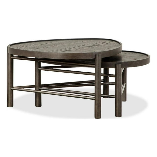 Bowery Hill Shaped Nesting Cocktail Table Set in Coffee Bean