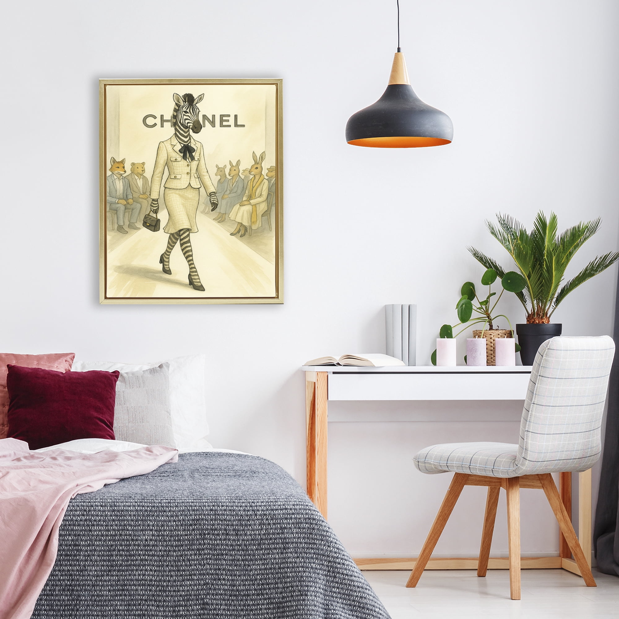 Stupell Industries Fashion Runway Zebra Gold Framed Floater Canvas Wall Art, design by Grotto Studios