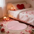 thumbnail image 4 of Leodye 1PCS Valentines Heart Rug, Heart Shaped Rug, Fluffy Faux Fur Rugs, Shag Mats for Bedroom Living Room, Love Coquette Room Decor -23.62*19.69IN, 4 of 6