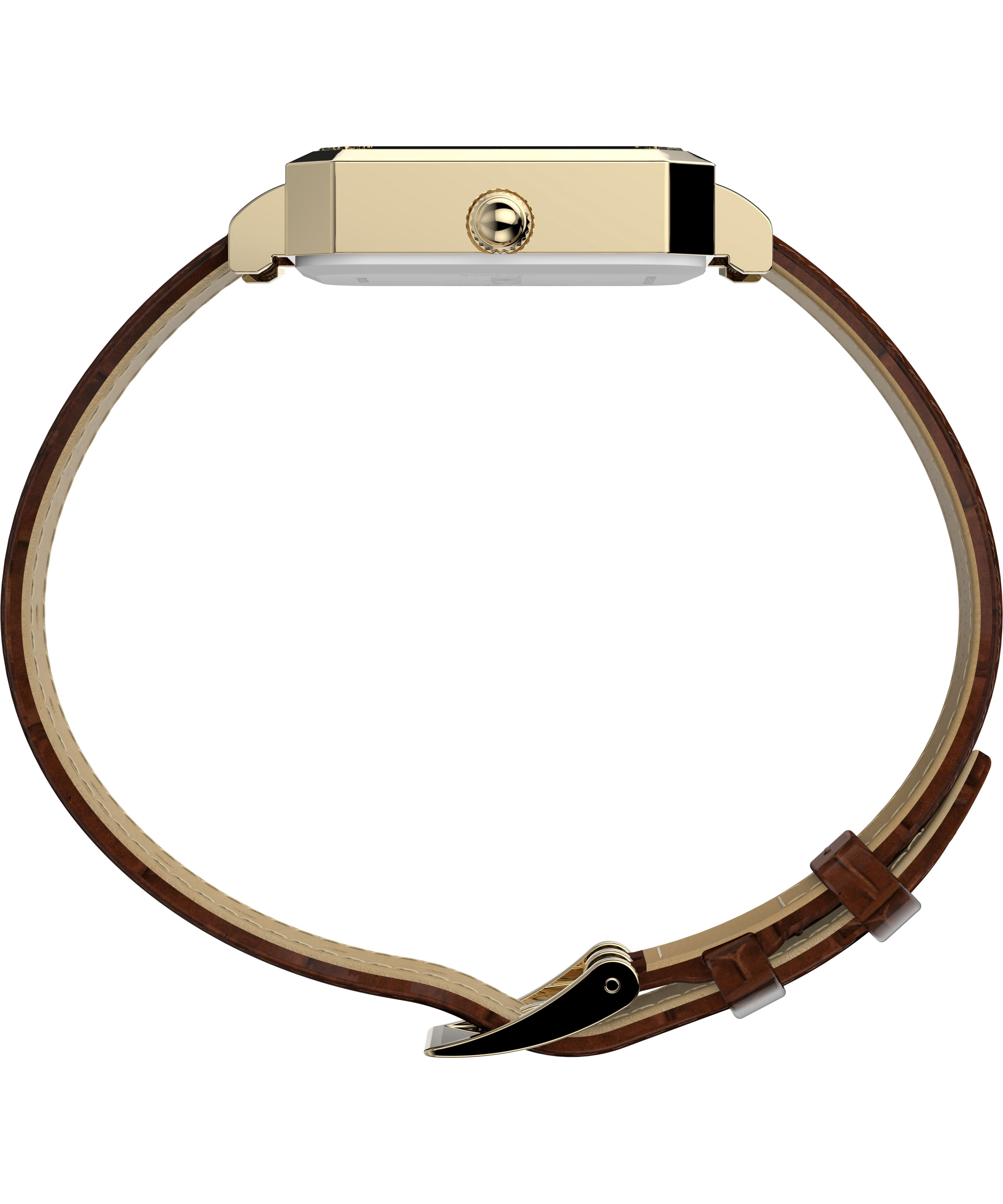 Timex Women's Gold tone case Brown Croco Grain Strap