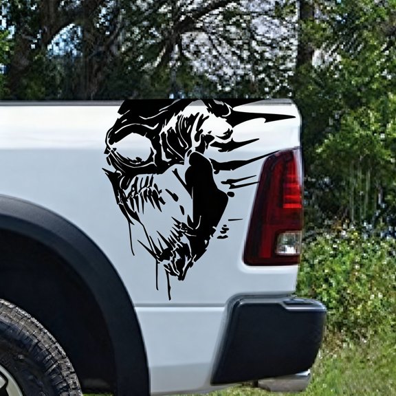 2Pcs/Pair Skull Sticker Decals for Trunk Pickup Grunge 2 Side Truck Vinyl Graphic Decal Bed Tailgate
