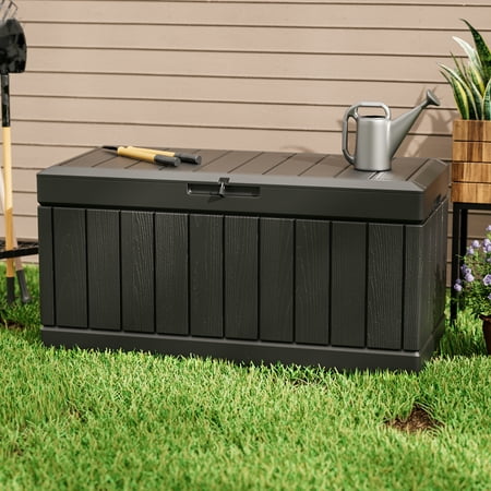 Homall 82 Gallon Outdoor Storage in Resin Deck Box 45.66in Width Lockable Deck Box  Black