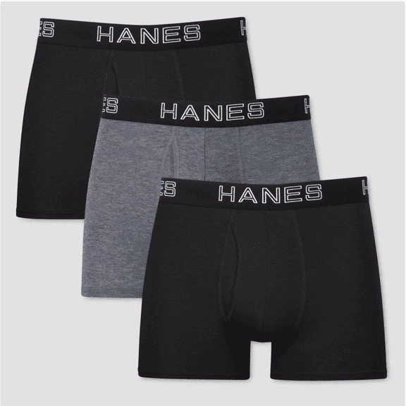 Hanes Premium Men's 3pk Trunks with Total Support Pouch - Black/Grey - (XL)