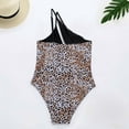 thumbnail image 5 of Ashirexll Womens Swimsuits Sexy One Shoulder Bikini Leopard Print One Piece Swimsuit Swimsuit Coverup Bathing Suit for Women Bathing Suits Brown M, 5 of 7