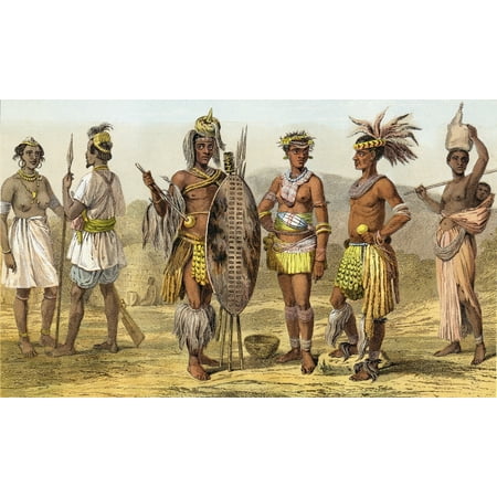 People Of Ethiopian Race In The Late 19Th Century From Left To Right Natives Of Senegambia Peui Woman From The Village Of Kouar Peui Man In War Costume Kaffirs Zulu In Visiting Dress Zulu Dancing (Best French Villages To Visit)