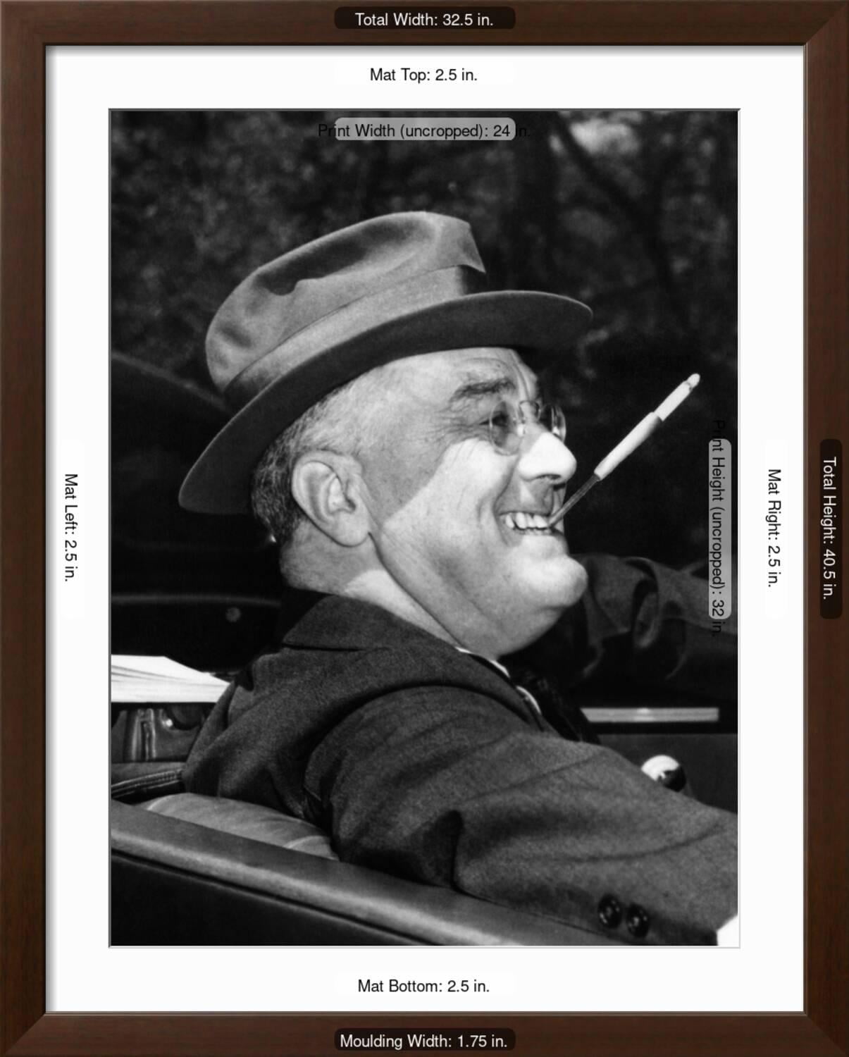 franklin roosevelt cigarette holder Art.com President Franklin Roosevelt, Debonair with His Cigarette Holder,  1939 Stretched Canvas Print Wall Art, 12