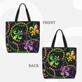 thumbnail image 3 of Naloa Mardi Gras6 Tote Bag for Women, Foldable Tote Bag With Zipper, Large Shoulder Bag, Top Handle Handbag for Travel, Work, Shopping, 3 of 9