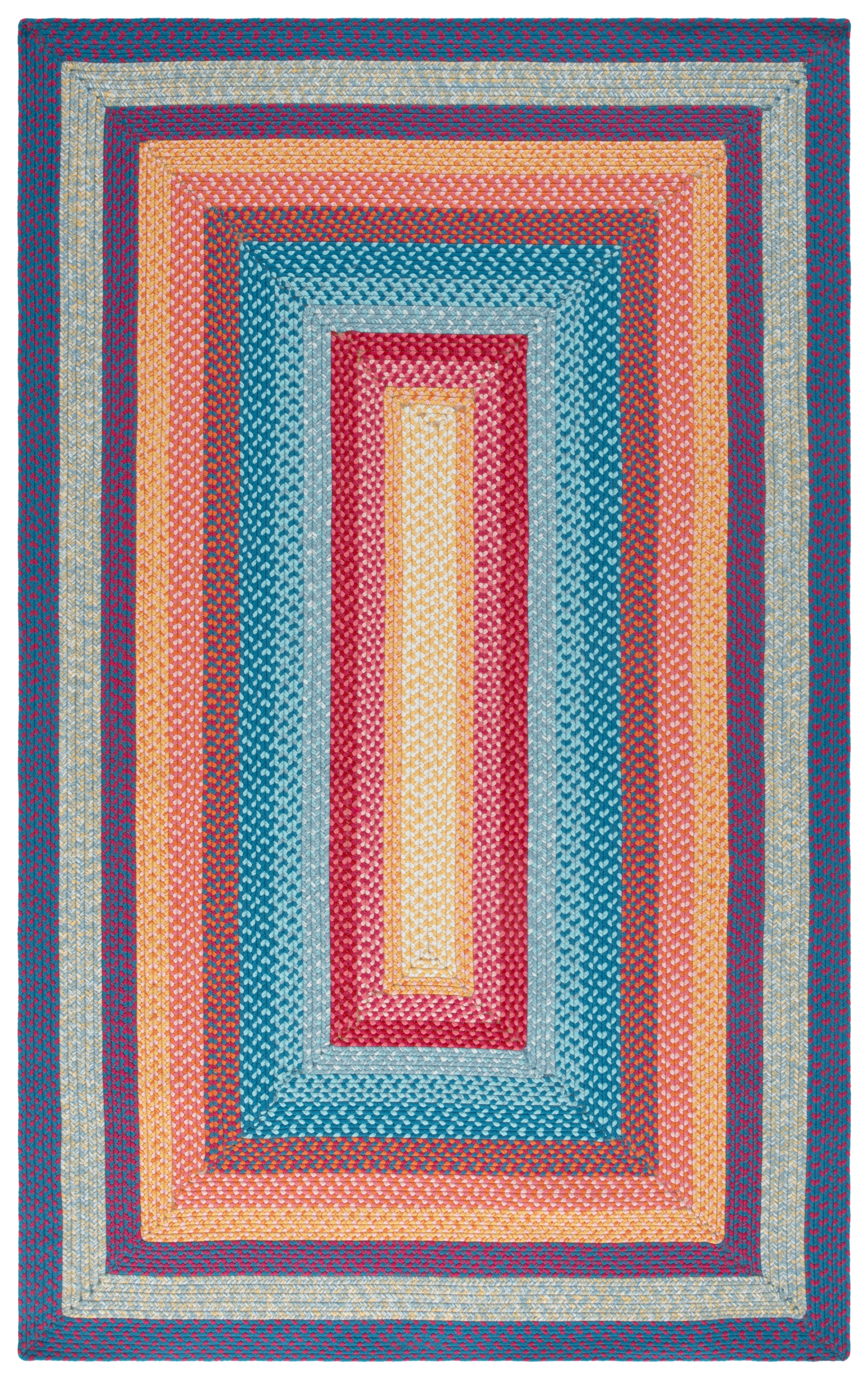 Safavieh Braided Ellen Bordered Machine Washable Reversible Area Rug, Red/Orange, 5' x 8'