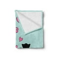 thumbnail image 2 of Cat Soft Flannel Fleece Throw Blanket, Black and White Kitty Cat Couple with Tails Tangled and in Love with Romantic Hearts, Cozy Plush for Indoor and Outdoor Use, 50" x 60", Multicolor, by Ambesonne, 2 of 5