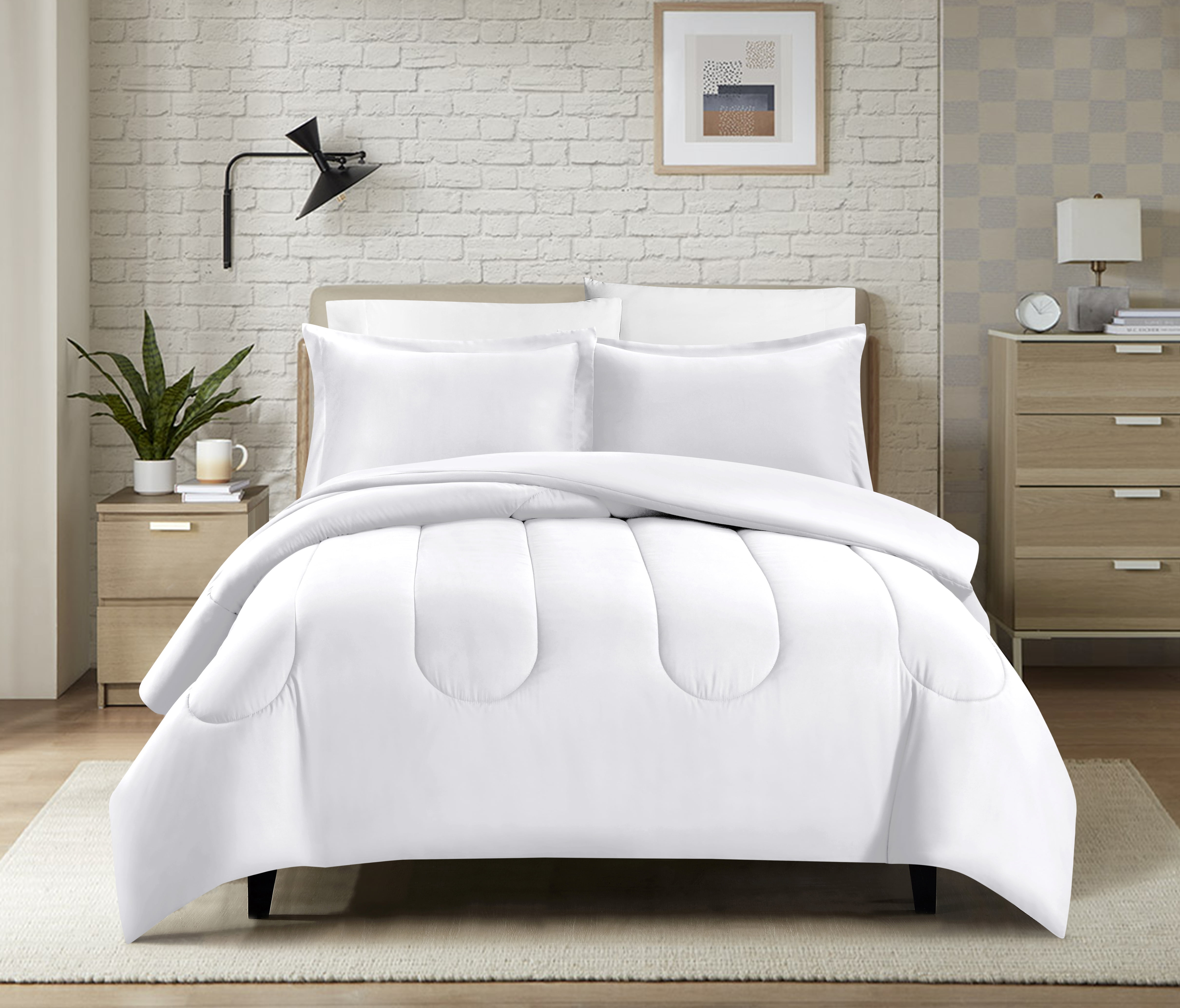Swift Home Luxury 6 Piece Bed in a Bag, Comforter Set, All Season Complete Bedding Set, Twin/ Twin XL, White