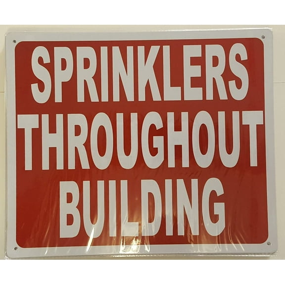 SPRINKLER THROUGHOUT BUILDING SIGN (10x12,RED,ALUMINUM) -ref19722