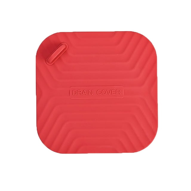 Bewildely Cubierta de desodorante de drenaje de suelo cuadrado, fregadero de bañera de baño de silicona, almohadilla antideslizante, suministros de Juegos de accesorios de baño Rojo Bewildely HA064349-04B
