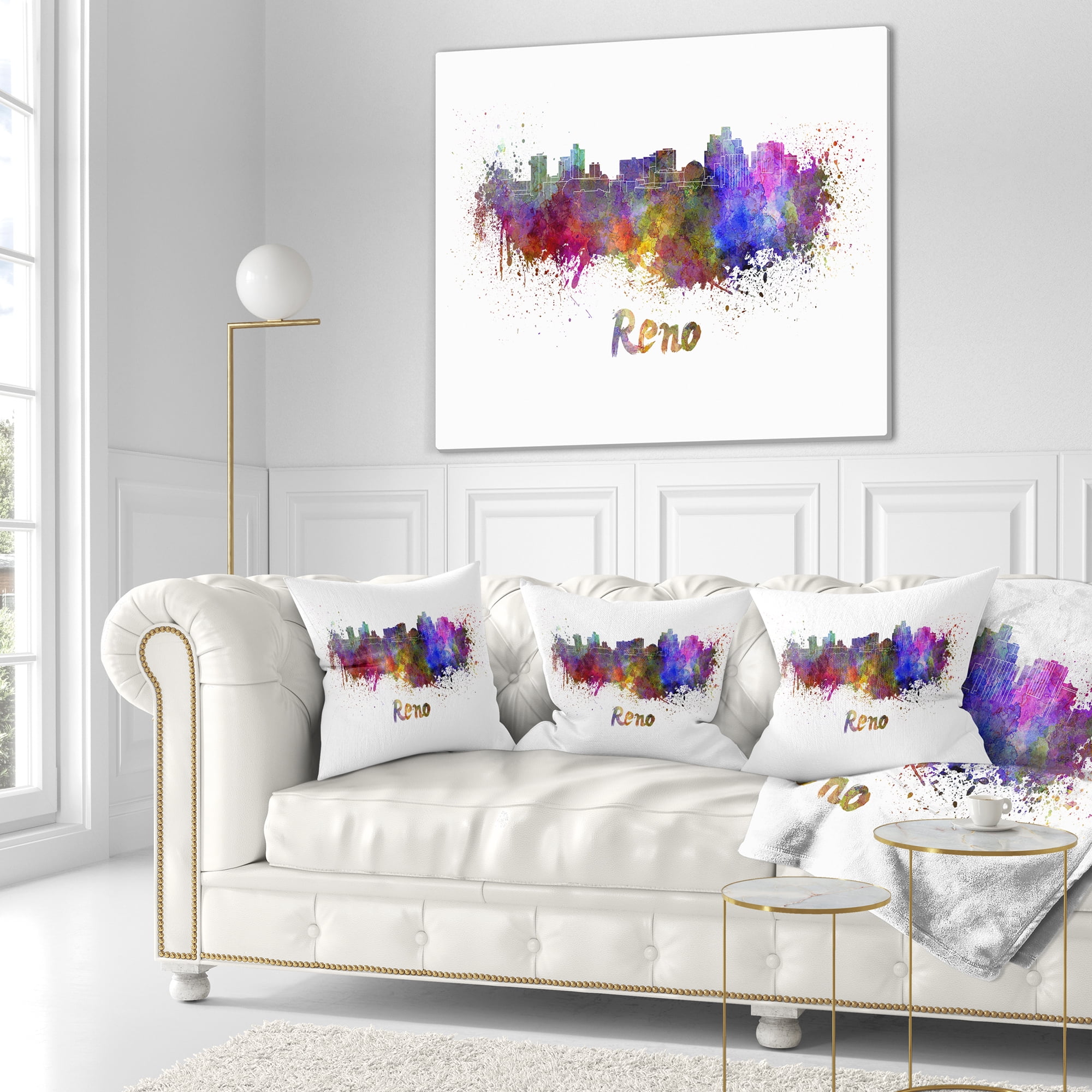 Designart Reno Skyline - Cityscape Throw Pillow - 16x16