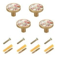 thumbnail image 2 of Flowers Red Cabinet Knobs Kitchen Drawers Knobs Door Round Pulls Knob Handles Dresser Cupboard Wardrobe Decorative Set of 4, 2 of 9