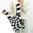 thumbnail image 1 of Bolso de hombro para mujer a la moda, bolso tejido con patrón de cuadrícula, bolso grande para la escuela Blanco negro Hugo Bolsos de hombro para mujer, 1 of 10
