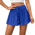 thumbnail image 2 of Ounisa Women's Summer Casual Fashion Solid Drawstring Elastic Waist Loose Culottes Shorts Flowy Breathable Lightweight Airy Shorts, 2 of 7