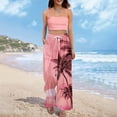 thumbnail image 2 of LWavelet Women's Drawstring Waist Palm Tree Print Wide Leg Pants with Split Detail for Beach & Vacation Wear Pink 2XL, 2 of 8