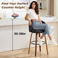 thumbnail image 3 of Fahomiss 26" Swivel Counter Height Bar Stools Set of 6, Black Leather Farmhouse Kitchen Stools, 3 of 10