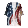 thumbnail image 4 of Wiyuqeen Women's Holiday Beach Kimono Cardigan Short Sleeve Open Front Chiffon Cardigans 4th of July American Flag Cover Up Cardigans, 4 of 5